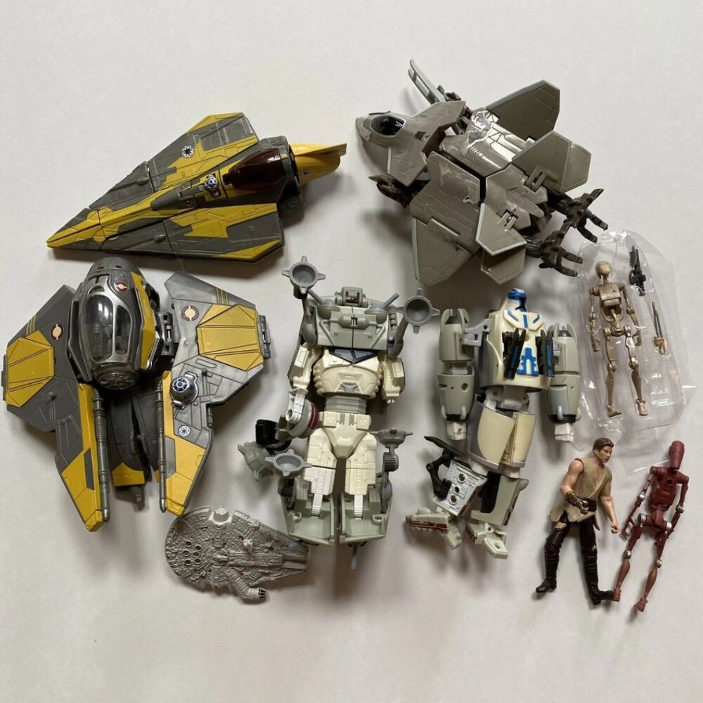 Star Wars Transformers Crossover Lot Of Toys Jedi Starfighter Robots